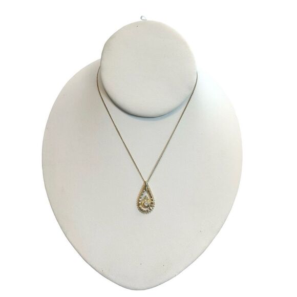 DCE signed pendant gold necklace diamond chip teardrop pendant - Picture 2 of 10